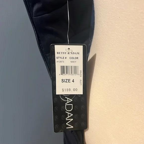 Betsy and Adam Dark Navy silver color Cocktail Dress With Lace Accents Size 4 - Picture 13 of 13